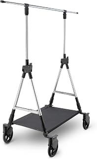 GERSO SOOPL Fashion Trolley Foldable | Representative Stand for Fashion Sales, Trade Fair & Fashion Show | Aluminium & Chrome | Solid Rubber Wheels 18 cm | Sturdy, Foldable & Easy to Carry | 150 cm Extendible