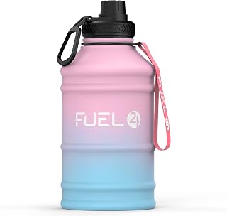 Fuel24 1.3L/2.2L Water Bottle Metal - STRONG, Drop & Leakproof BPA free 1L 2L Stainless Steel (2 Litre) - Large Gym Bottles for Men, Sports Water Bottle, Travel, Hiking Water Bottle