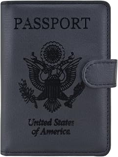 Passport Holder, Travel Wallet, Magnetic Closure, RFID Blocking Premium PU Leather Cover, Passport Book with Card Slots, Pen Holder, Organization, Travel Essentials for Men and Women, Black
