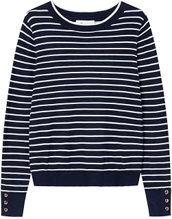 Springfield Viscose Nylon Crew Neck Sweater with Buttons On Cuffs Sudadera Cuello CRW Mujer (Pack de 1)