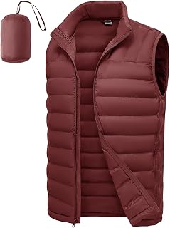 TBMPOY Men's Lightweight Packable Puffer Vest Sleeveless Puffy Outerwear Water-Resistant Bubble Jackets Work Casual Golf