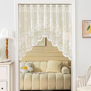 Bathroom French Door Curtain Front Sheer Door Sheer Curtain, Privacy Translucent Voile French Door Curtain or Livng Room Divider Closet Rod Pocket 39W x 63L Inches, White (2 Panels)