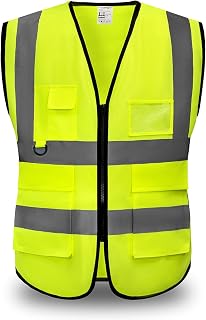 YUANVEST Hi Vis Vests for Men Women 5 Pockets,High Visibility Reflective Safety Security Vest,2-inch Reflective Strip High Visibility Vest,Meets ANSI/ISEA Standards