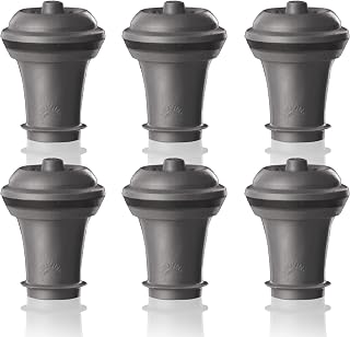 Vacu Vin Wine Stopper, 6-Pack Vacuum Wine Bottle Stopper, Cork Alternative | 6 gray vacuum wine stoppers, for Wine Saver Pump, up to 10 days freshness, reusable, dishwasher-safe, made without BPA