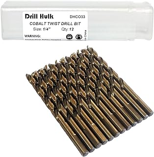 1/4-Inch Cobalt Steel M35 Jobber Length Twist Drill Bits for Hard Metal, Stainless Steel, Pack of 12
