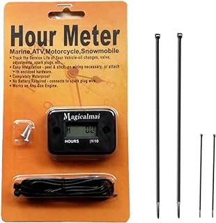 Magicalmai Inductive Hour Meter for Gas Engine Generator Lawn Mower Black | IP68 Waterproof &amp; Shockproof Hr Meters, Track Engine Hours for Marine ATV Outboard Motor Dirt Bike Motorcycle Pressure Washer