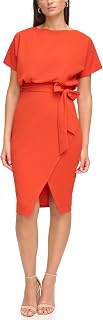 Kensie Women's Short Sleeve Tie Waist Midi Dress