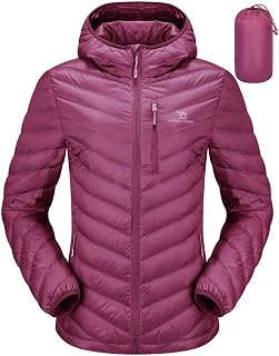 CAMEL CROWN Women's Down Jackets Lightweight Puffer Jackets Packable Quilted Winter Coat Hooded Outerwear With Chest Pocket