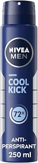 NIVEA MEN Cool Kick Antiperspirant Spray, 250 ml | Men's Deodorant Spray, 72-Hour Sweat and Odour Protection, 0% Alcohol, Kick of Freshness with Cool Care Formula
