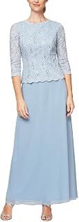 Alex Evenings 3/4 Sleeve Stretch Lace Bodice One Piece Mother of The Bride Dress Mother of the Bride Dress Women (Pack of 1)