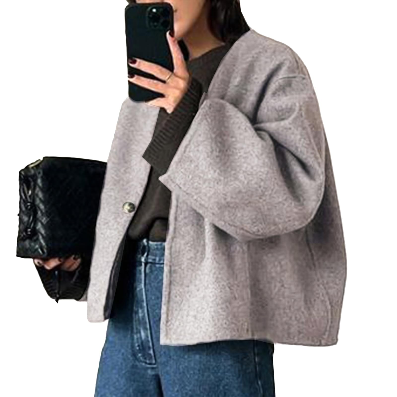 HOTIAN Ladies Long Sleeve Wool Blend Coat Autumn Winter
