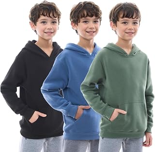 WHITE PEAK TRADING COMPANY 3 Pack Boys Hoodies Fleece Classic Athetic Pullover & Zip-Up Sweatshirts Kids Clothes 6-20