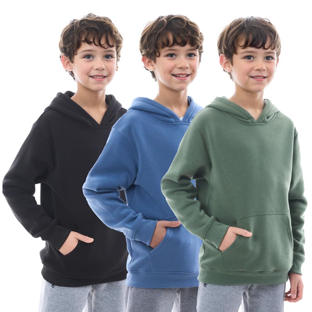 WHITE PEAK TRADING COMPANY 3 Pack Boys Hoodies Fleece Classic Athetic Pullover &