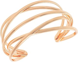 Boho Chunky Cuff Bracelet for Women,Gold/Silver/Rose gold Multi-layer Cross Wire Bangle Bracelets Open Adjustable Wide Cuff Bracelet Fashion Statement Jewelry