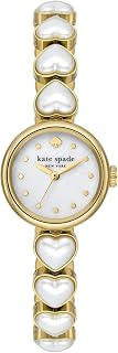 Kate Spade New York Women's Quartz Analog Watch with Stainless Steel Strap KSW1815, Golden Pearl Hearts, art decor