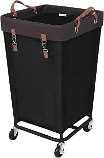 StorageWorks 160L Laundry Basket, Laundry Hamper with Wheels, Black, 1 Pack