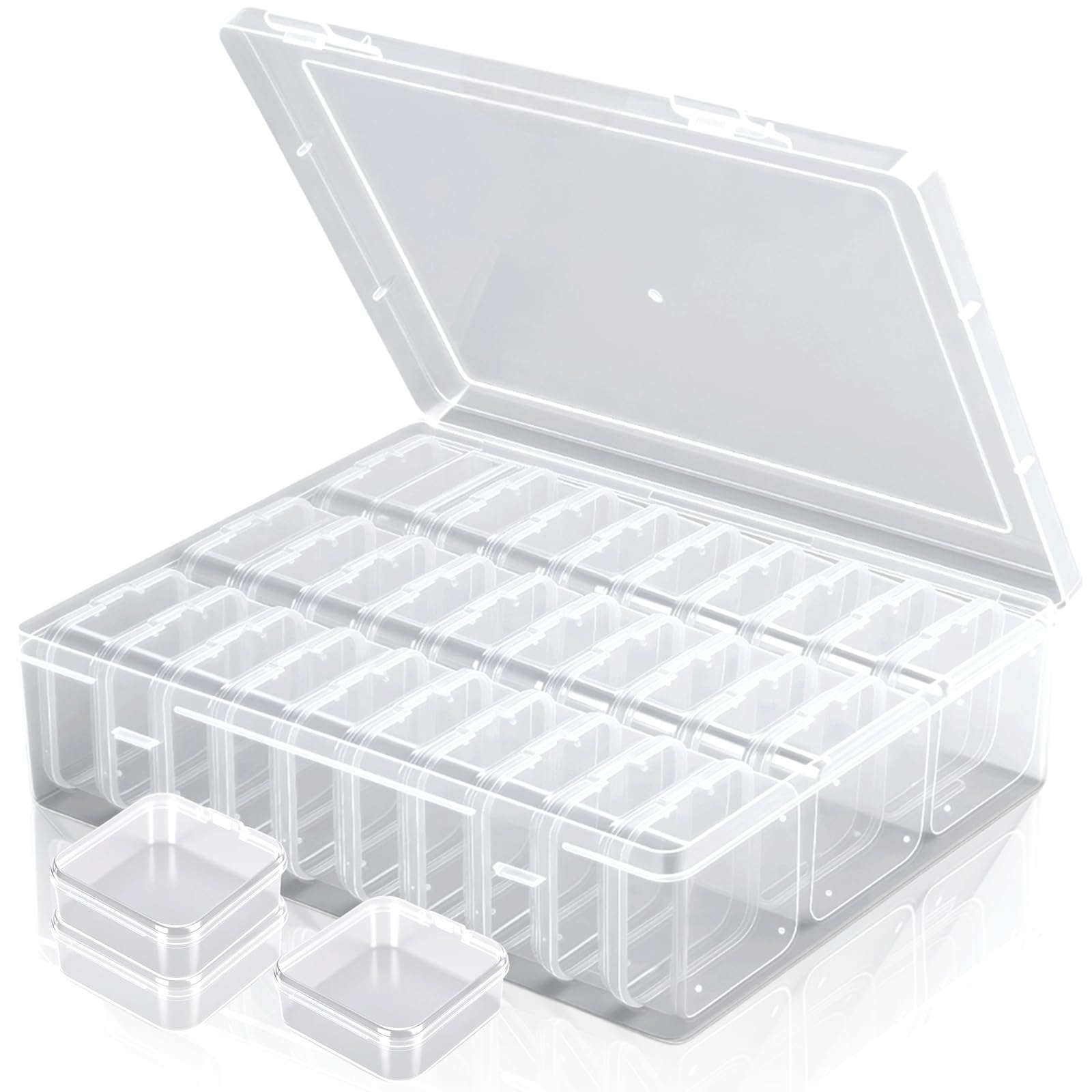 Qryuvfek 31 Clear Bead Storage Boxes with Hinged Lids | Ideal for Beads, Diamond