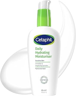 Cetaphil Daily Hydrating Face Moisturiser 88ml | For Dry Sensitive Skin, with Hyaluronic Acid and Glycerin, Quick-absorbing, Fragrance-free