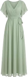 Ever-Pretty Long Deep V-Neck Ruffle Formal Dress