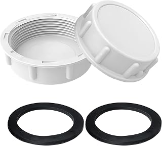 2 Pcs Plastic End Caps, Female Threaded Leak-Proof Drain Seal Blanking Cap for Washing Machine Kitchen Bath Laundry Waste Pipes (40mm White)