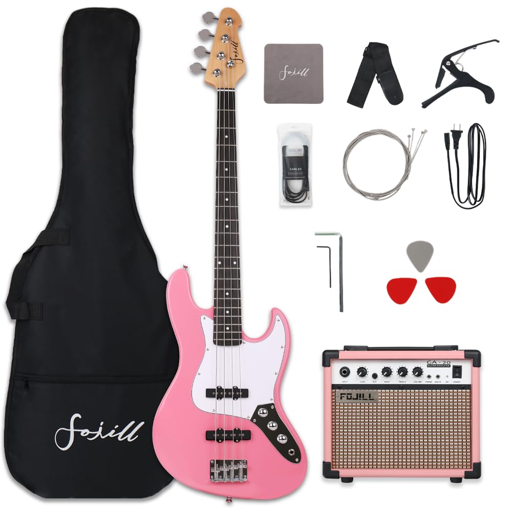 Fojill Full Size 4 Four String Electric Bass Guitar 20W Watt Amplifier Amp Right