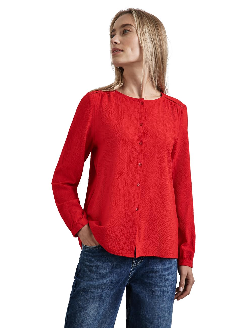 Street One Women's A345113 Textured Blouse with Embroidery