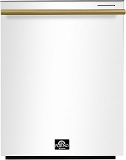 Forno Espresso Pozzo 24-Inch Built-In Tall Tub Top Control Dishwasher, 49 dBA, in White Includes Choice Silver and Brass Handle