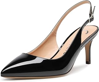 Castamere Mujer Slingback Kitten Tacones Puntiagudos Zapatos de punta redonda Sandalias Ajustable Correa Sandalias Stilettos 6.5CM