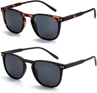 ZENOTTIC Polarized Sunglasses for Women Men: Retro Shades Round | Square Frame UV Protection 2 Pack