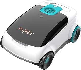 (2024 New) AIPER Scuba E1 Cordless Robotic Pool Cleaner with Advanced Particle Filtration, Lasts up to 100-130 Mins, Self-Parking Technology, Ideal for Above-Ground Pools up to 1100 Sq.ft (Renewed)