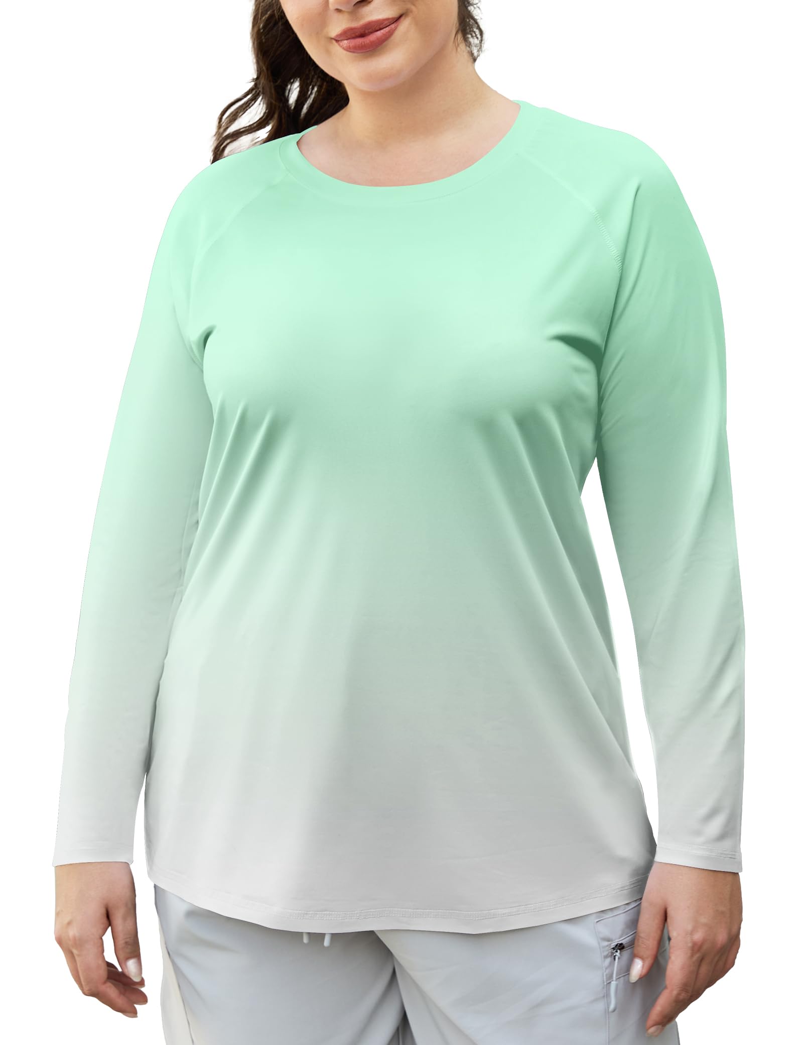 COOTRY Women's Plus Size UPF 50+ Sun Shirts Long Sleeve Workout Hiking Tops