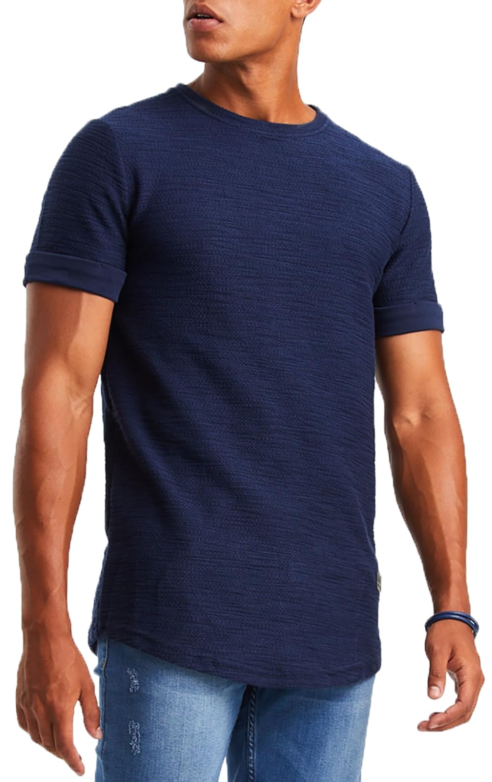 Leif Nelson men's summer t-shirt crew neck slim fit cotton proportion modern men