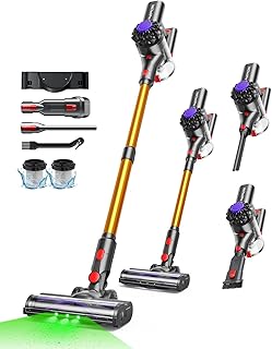 VACTechPro Cordless Vacuum Cleaner, 35KPa/45Mins Lightweight Stick Vacuum | 6-in-1 Multi-Accessories, with Detachable Battery, Anti-Tangled, Green Light & V-Shaped Rotation Brush