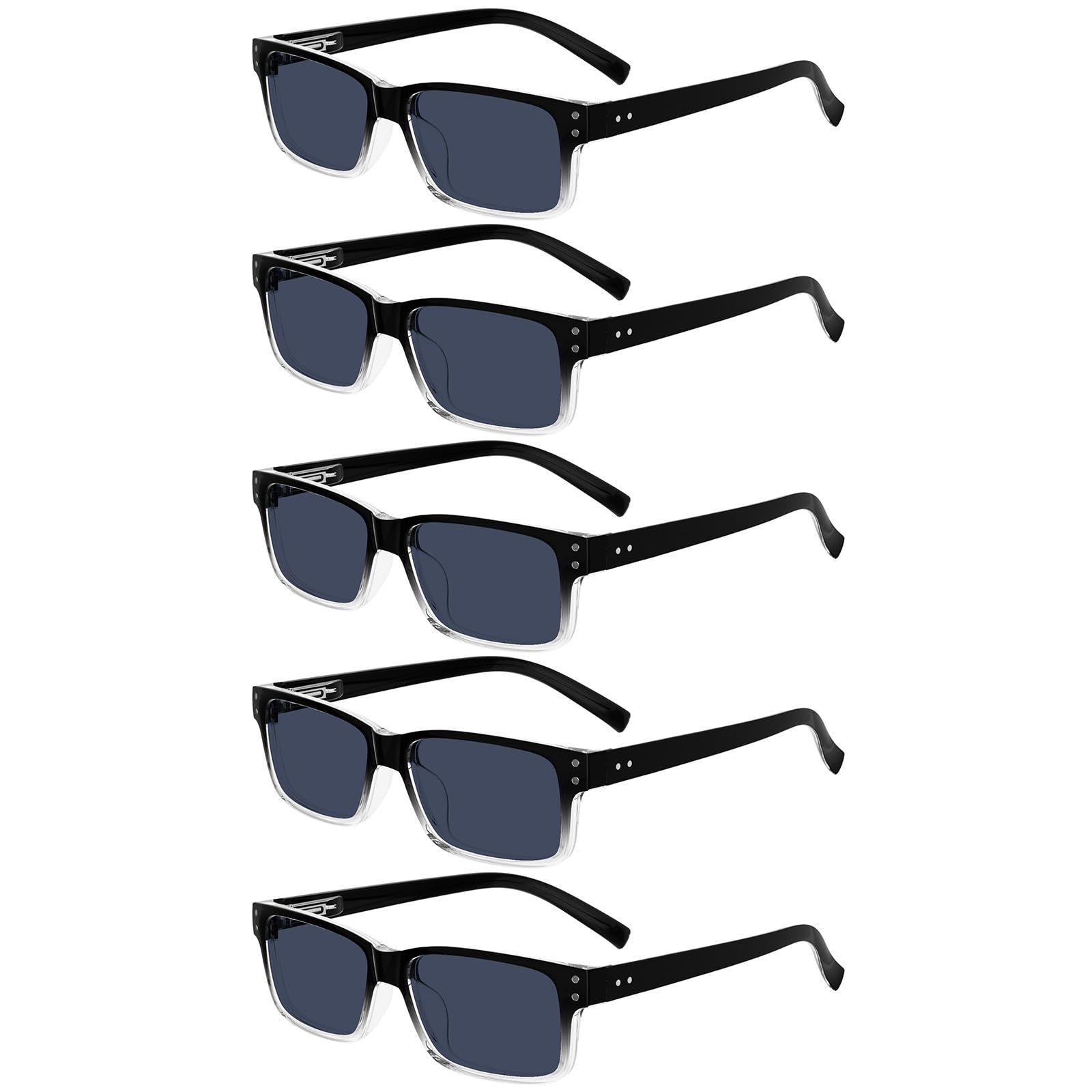 Eyekepper Classic Spring Hinge Reading Glasses, Sun Reading Glasses, Pack of 5