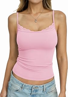 EasyGala Womens Lace Camisole Tank Tops Spaghetti Strap Square Neck Shirts