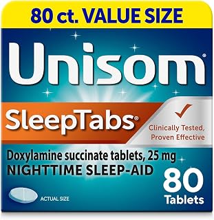 Unisom SleepTabs, Nighttime Sleep-aid, Doxylamine Succinate, 80 Tablets | Doxylamine succinate 25mg, non-habit-forming sleep medicine for relief from occasional sleeplessness