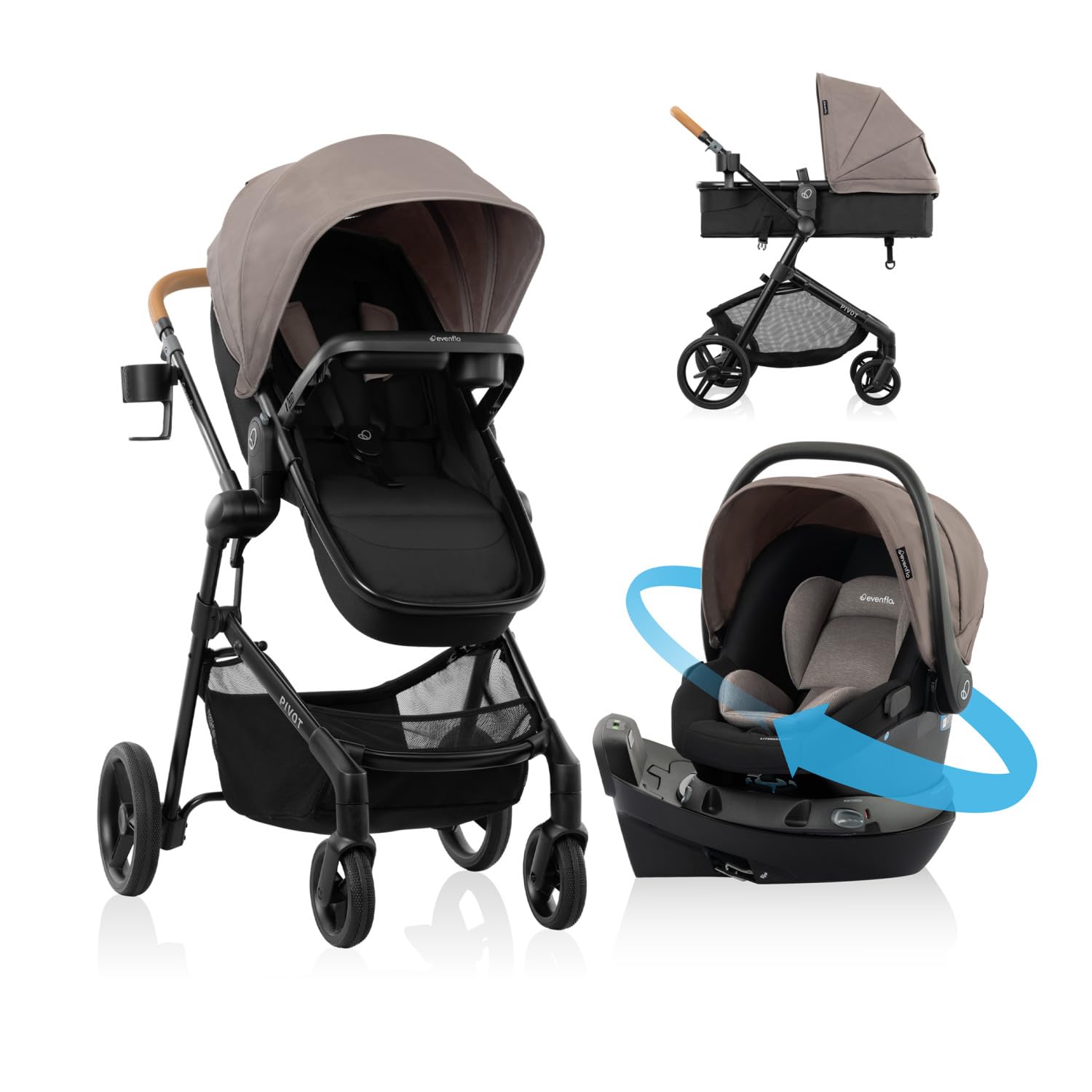 Evenflo Pivot NXT Travel System w/ Revolve180 LiteMax NXT Infant Car Seat | 6 Mo