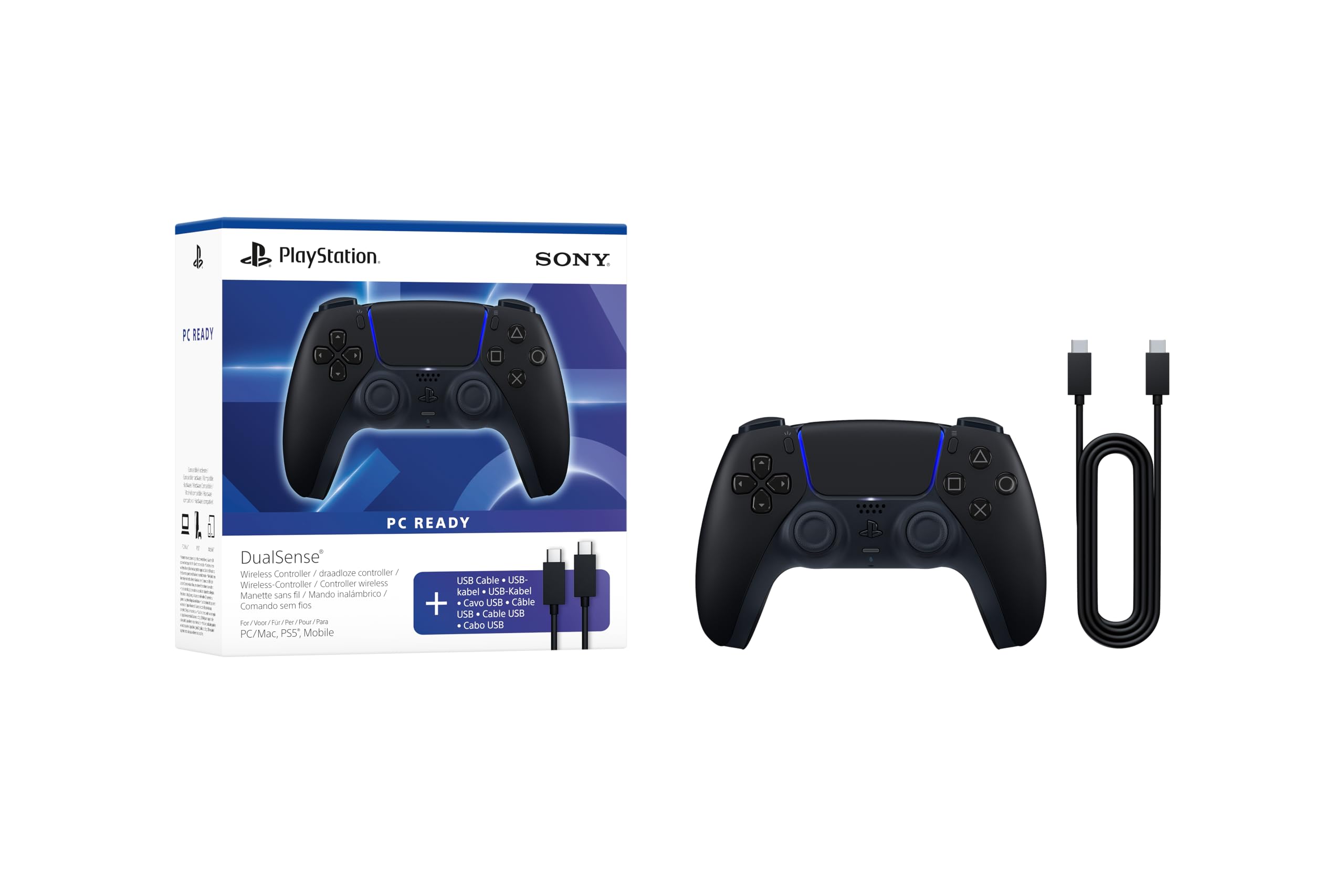 DualSense® Wireless Controller – Midnight Black + USB Cable for PC