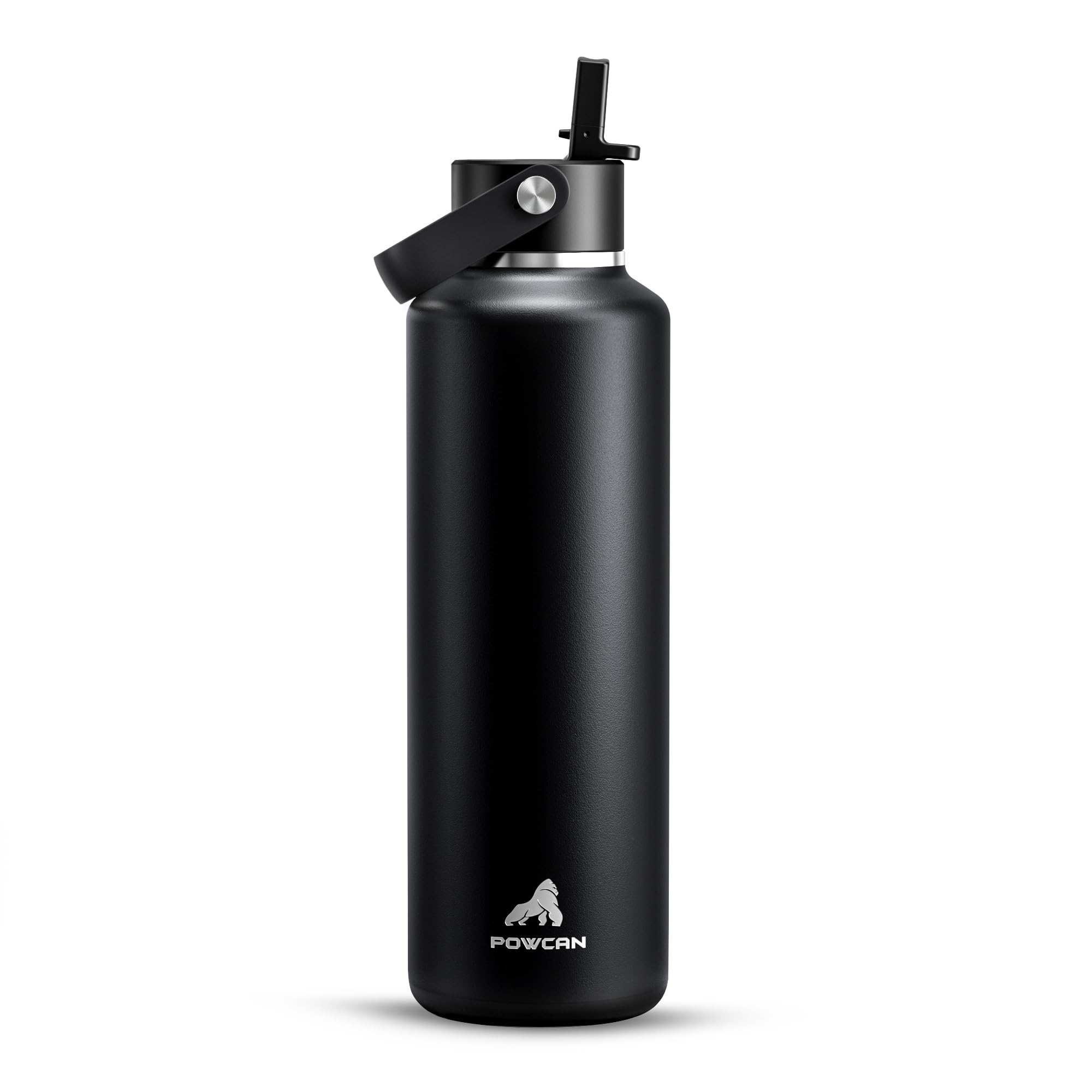 POWCAN 24 oz Slim Insulated Water Bottle with Straw: Leakproof, Keep Cold 24H, C