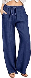 Loveimgs - Pantaloni da spiaggia da donna, casual, con elastico in vita, leggeri, in lino, con coulisse, Equalizer 2.0 True Balance, M
