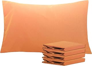NTBAY Microfiber Pillow Cases Plain Pack of 4 Pillow Cases Soft Anti Wrinkle and Stain Resistant Envelope Closure 50x75cm Pale Orange