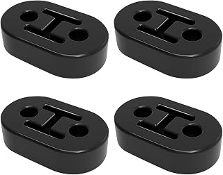 Universal Exhaust Rubber Mount 2-Hole 12mm Black Pack of 4 | Heavy duty hanger insulator shock absorbent; fits most cars trucks and vans; durable rubber construction