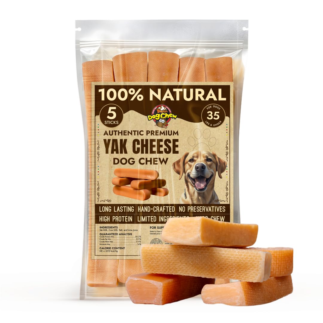Tibetan Dog Chew Yak Cheese Sticks (5 Medium Chews) - Natural Handmade Treats fo