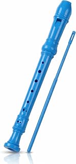 MoResolune Soprano Recorder for Beginners - German Fingering 3-Piece (Blue) | Descant Flute in Key of C with Adjustable Thumb Rest, Cleaning Kit, Fingering Chart - Ideal for School Classroom & Kids