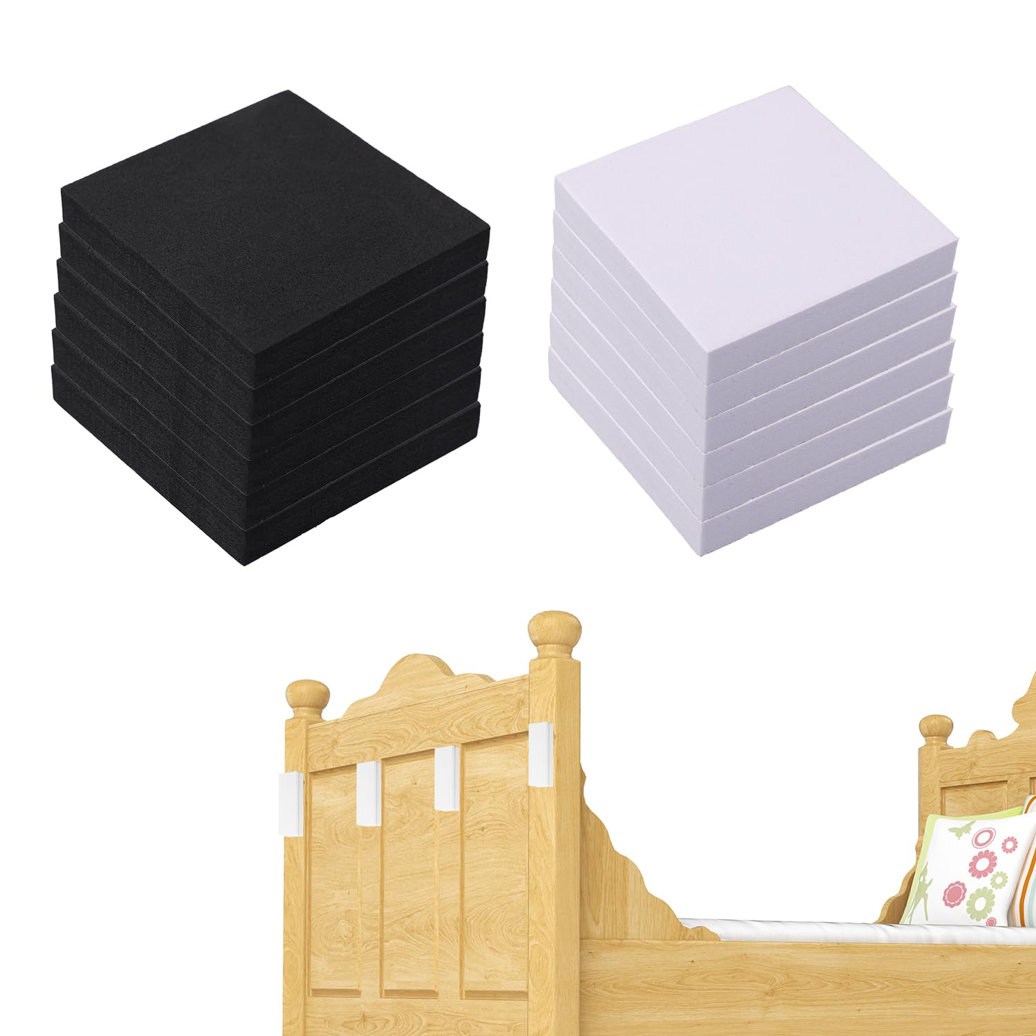 12 Pieces Headboard Stoppers for Wall, 2.4" x 2.4" x 0.4" EVA Foam Pads Headboar
