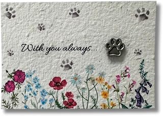 Pet Loss Gift with Paw Print Pin & Plantable Forget Me Not Card, Pet Memorial Gift, Dog Memorial Gift, Cat Memorial Gift, Pet Bereavement Gift, Pet Sympathy Gift (Paw Pin & Card).