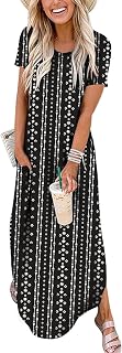 ANRABESS Womens Summer Maxi Dress Short Sleeve Casual Sundress with Pockets