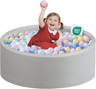 Zedachica Ball Pit for Toddlers 35.43'' x 11.81" Baby Ball Pit Soft Memory Foam Ball Pits Round Kid Ball Pool Indoor and Outdoor Game Kids Play Ball Pool Ideal Gift for Children (Grey, NO Balls)