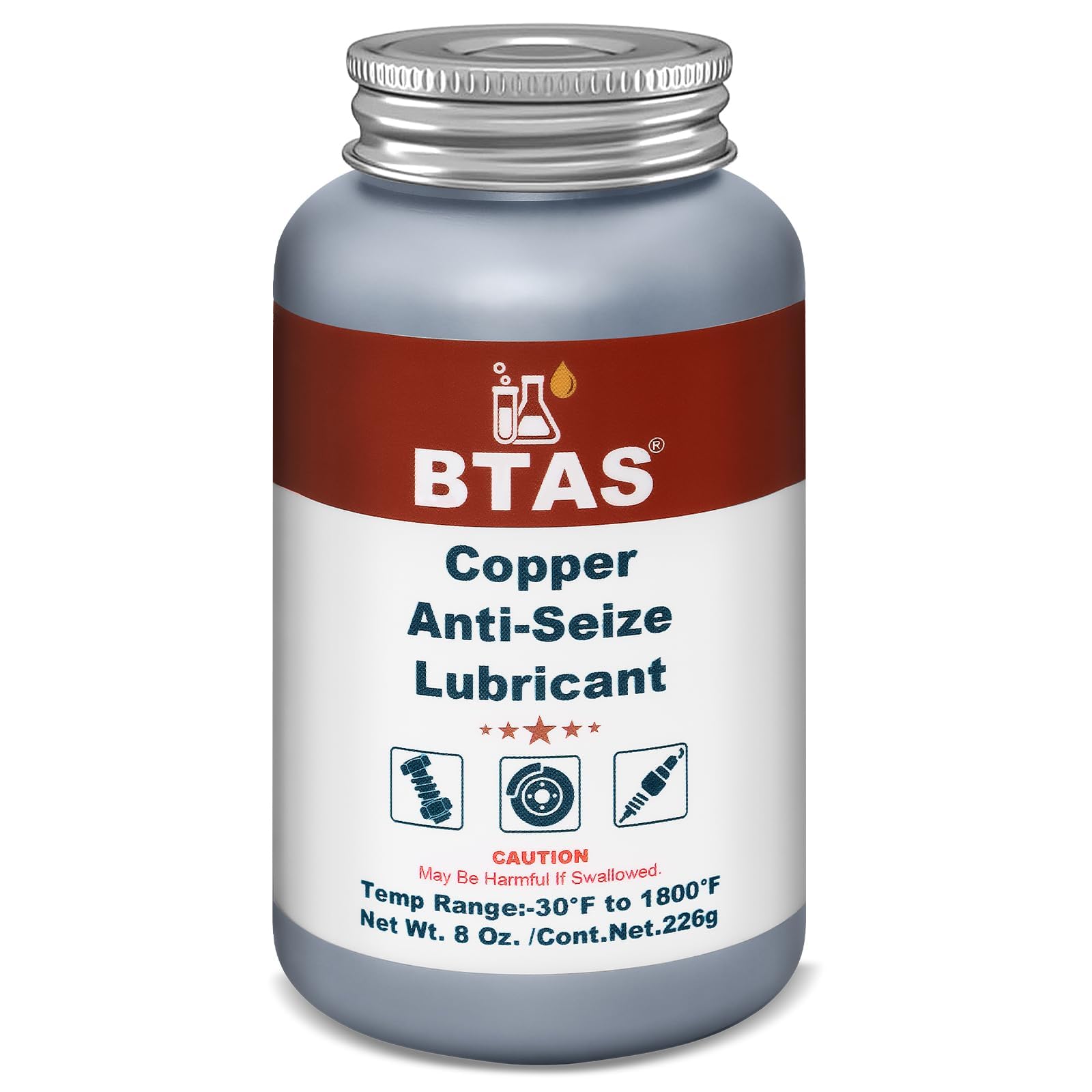 BTAS Copper Antiseize Grease,Bolt/Spark/Glow Plug Thread Protect 8 Oz | Anti-Rus