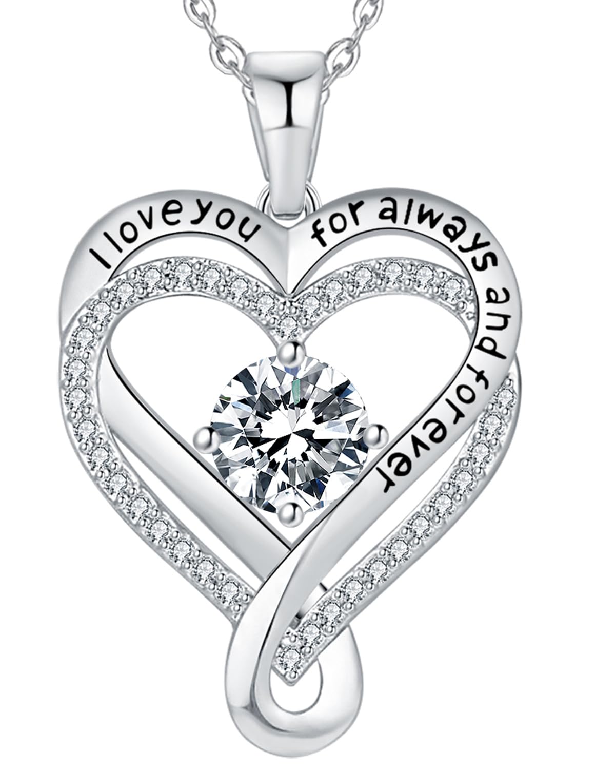 Jewelry for Women Wife Infinity Heart Birthstone I Love You Necklace S925 Annive